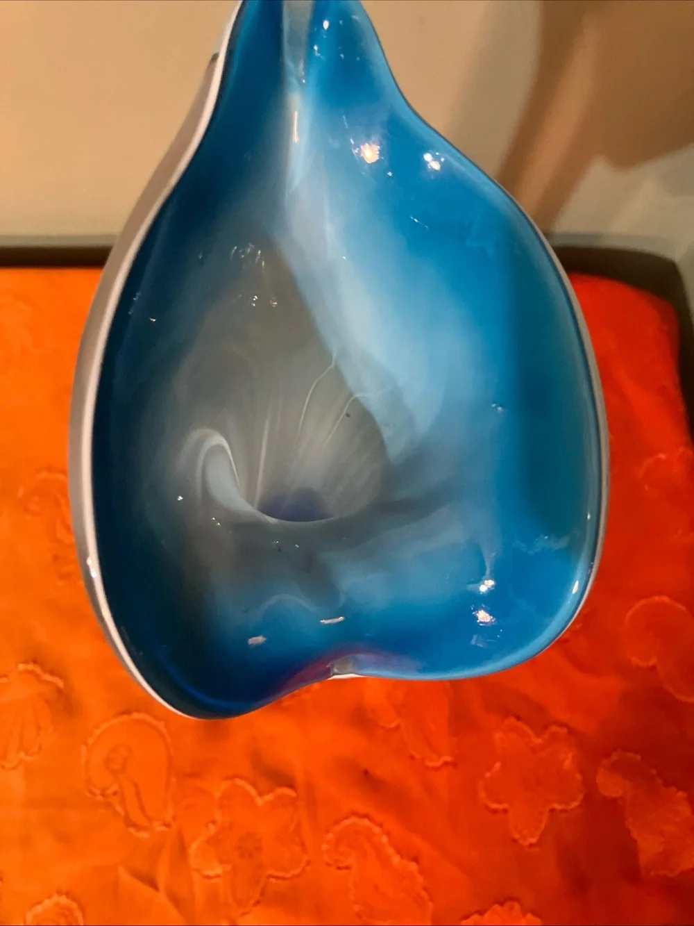 Jack in the Pulpit Cobalt Two Tones of Blue Lily Vase 12” T Art Glass